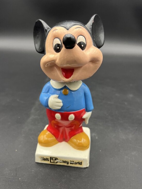 RARE 1960's 1970’s Bobble Head Nodder Mickey Mouse Walt Disney World Square Base - Picture 1 of 13